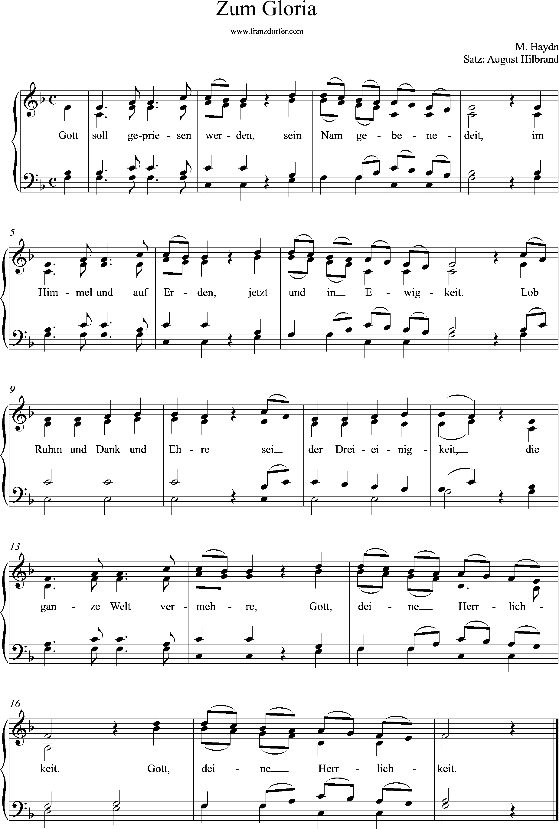 4stimmiger Satz, Haydn Messe, Zum Gloria-F-Dur